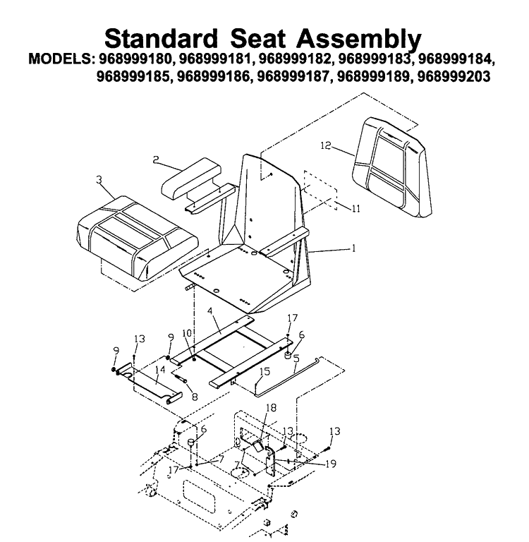 Seat Diagram and Parts List for ZTH6125 (968999186)(2006-04) Husqvarna Lawn Mower