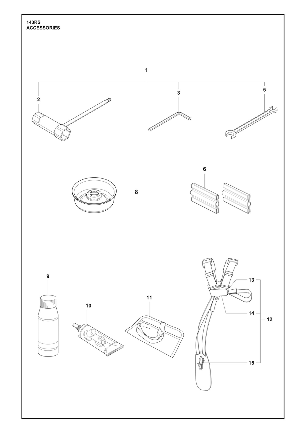 Accessories Diagram and Parts List for 143RS  Husqvarna Brush Cutter
