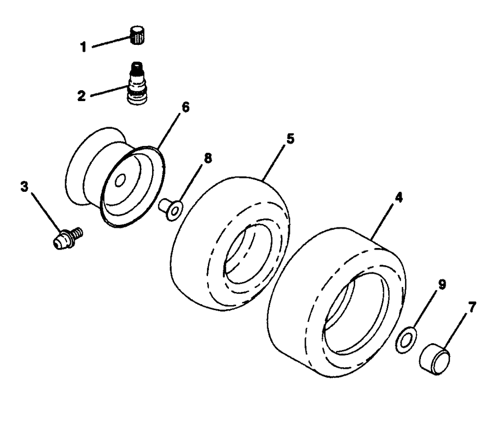 Wheels And Tires Diagram and Parts List for LR12 (954002701-D)(1996-01) Husqvarna Lawn Tractor