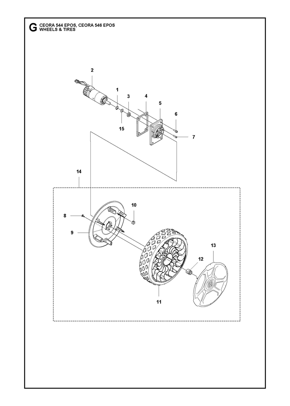 Wheels And Tires Diagram and Parts List for CEORA544EPOS  Husqvarna Lawn Mower