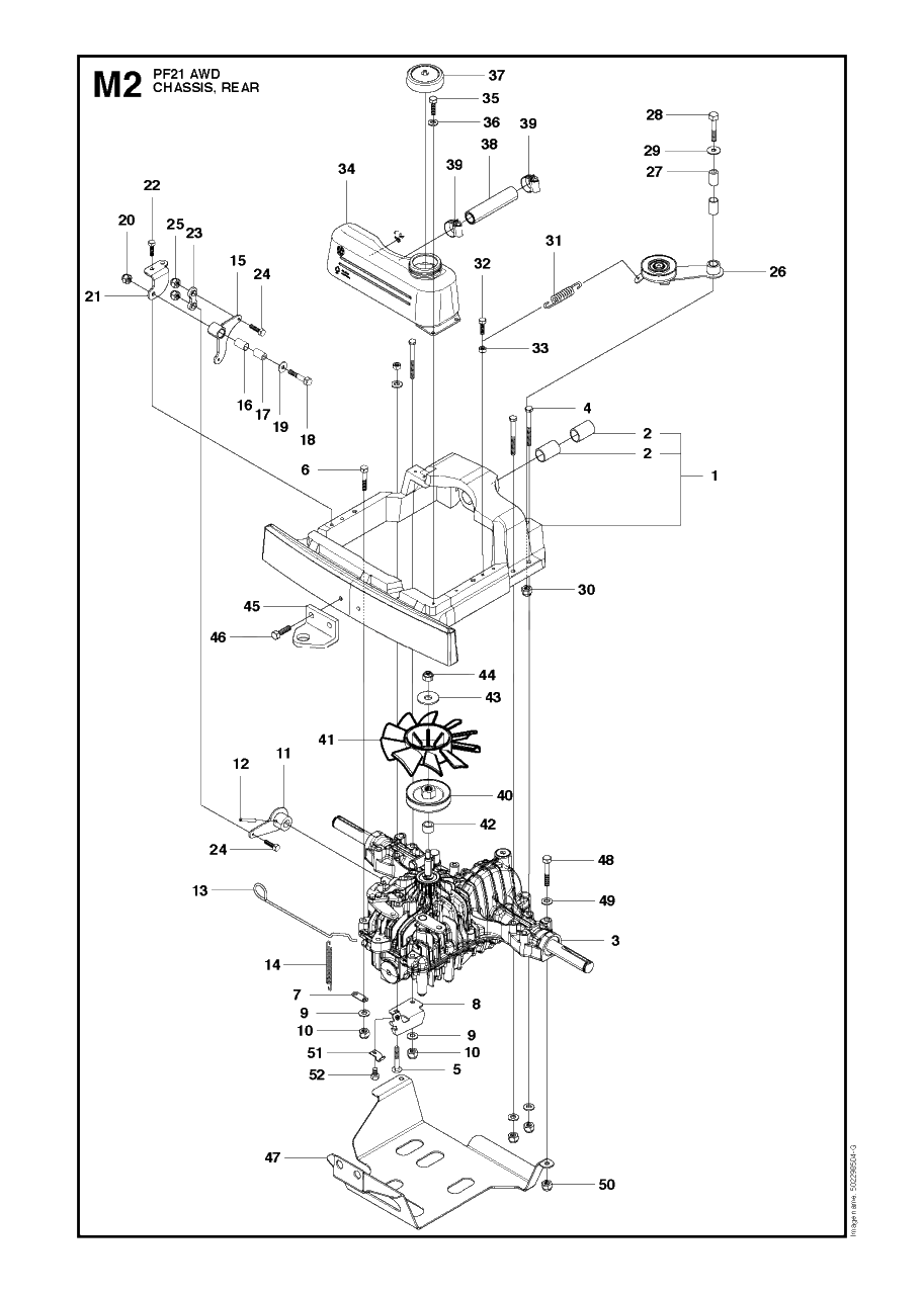 Cover, Rear Diagram and Parts List for PF21AWD (965192501)(2011-03) Husqvarna Lawn Tractor