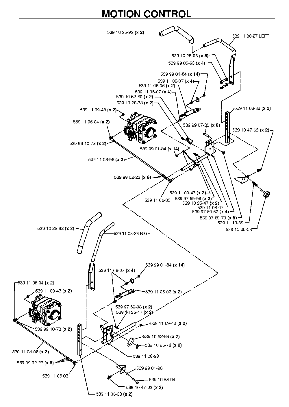 Handle And Controls Diagram and Parts List for BZ34C (968999316)(2006-04) Husqvarna Lawn Tractor