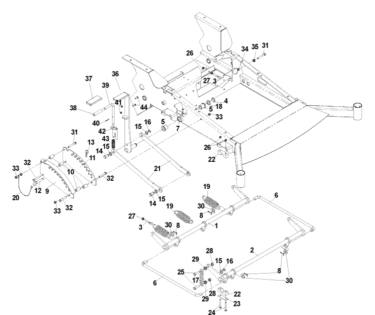 Deck Lift (Manual) Diagram and Parts List for BZ6127 (BAM)(2005-01) Husqvarna Lawn Mower