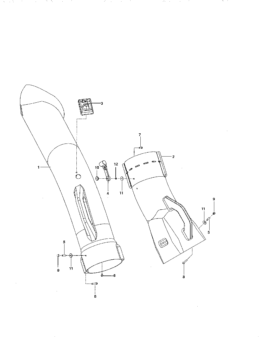 Chutes Diagram and Parts List for 967303601-00  Husqvarna Lawn Mower