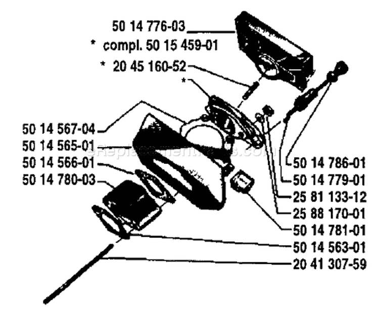 Page A Diagram and Parts List for 44 1980-04 Husqvarna Chainsaw