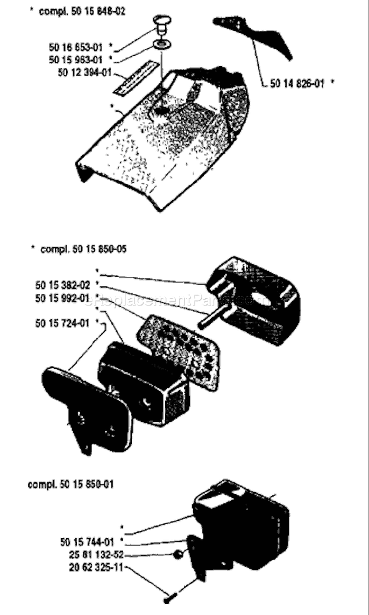 Page J Diagram and Parts List for 44 1980-04 Husqvarna Chainsaw