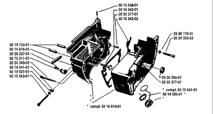 Page D Diagram and Parts List for 44 1980-04 Husqvarna Chainsaw
