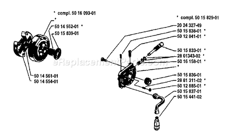 Page G Diagram and Parts List for 44 1980-04 Husqvarna Chainsaw