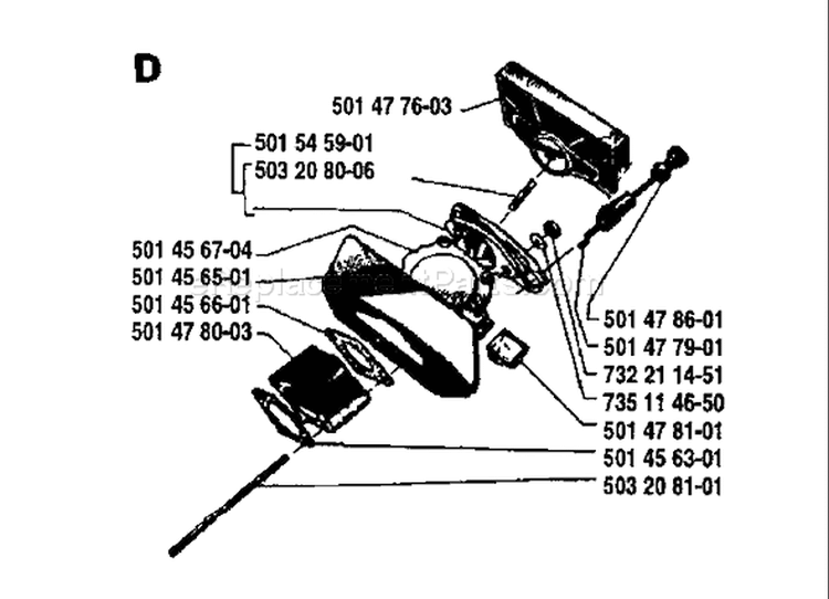 Page A Diagram and Parts List for 44 1981-02 Husqvarna Chainsaw