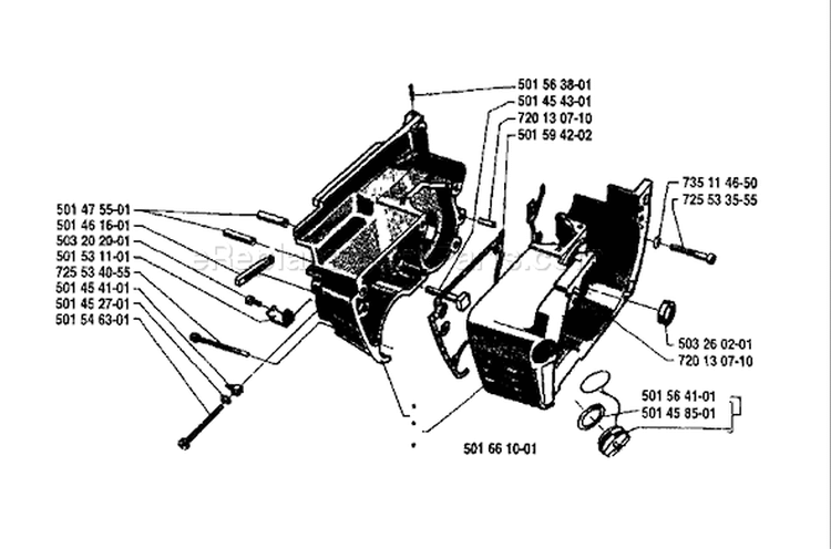 Page D Diagram and Parts List for 44 1981-02 Husqvarna Chainsaw