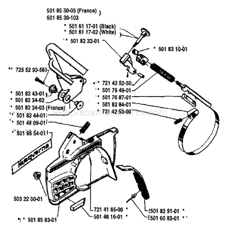 Page C Diagram and Parts List for 44 1983-03 Husqvarna Chainsaw