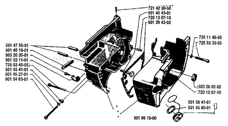 Page D Diagram and Parts List for 44 1983-03 Husqvarna Chainsaw
