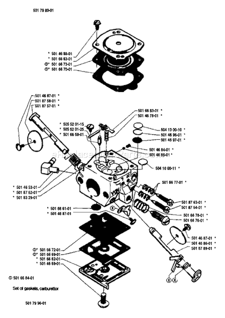 Page B Diagram and Parts List for 44 1984-01 Husqvarna Chainsaw