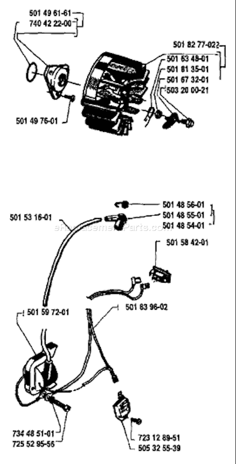 Page G Diagram and Parts List for 44 1984-01 Husqvarna Chainsaw