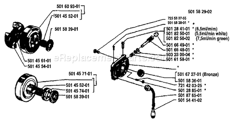 Page H Diagram and Parts List for 44 1984-01 Husqvarna Chainsaw