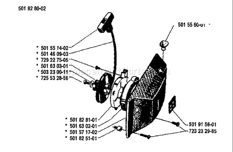 Page J Diagram and Parts List for 44 1985-05 Husqvarna Chainsaw