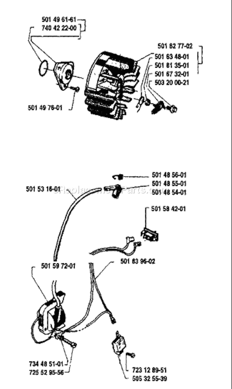 Page F Diagram and Parts List for 44 1985-05 Husqvarna Chainsaw