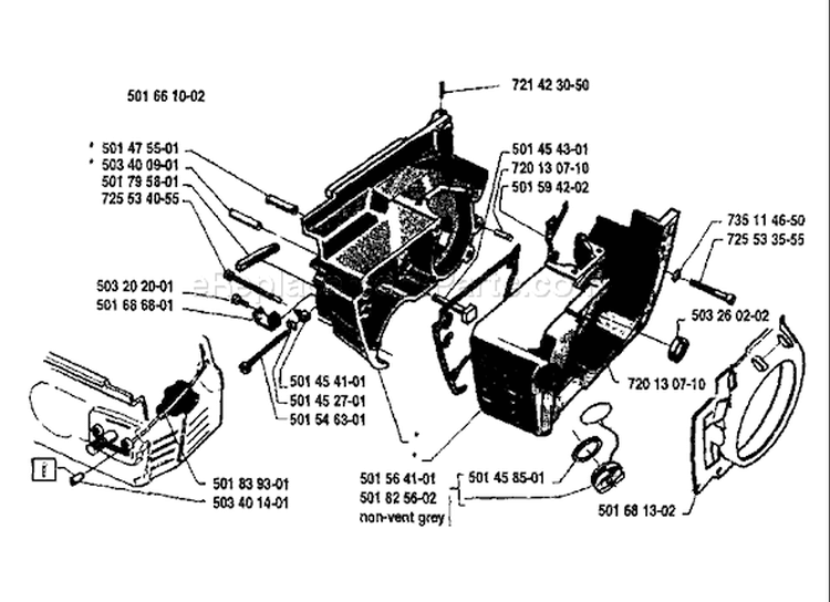 Page D Diagram and Parts List for 44 1985-11 Husqvarna Chainsaw