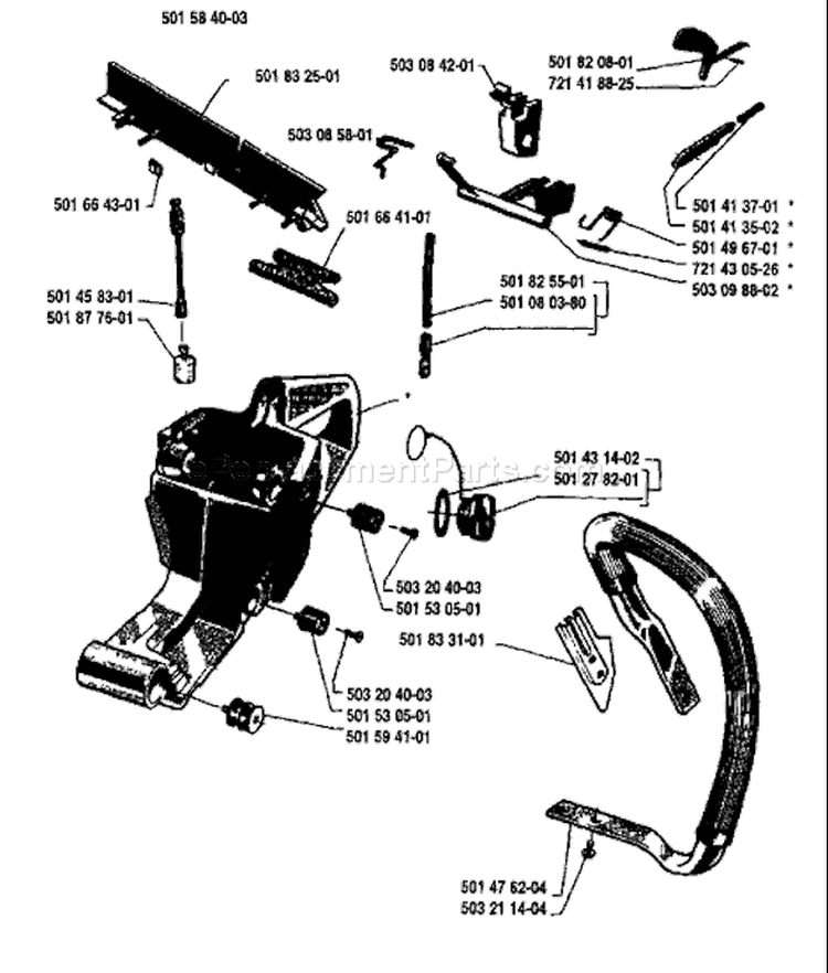 Page F Diagram and Parts List for 44 1985-11 Husqvarna Chainsaw