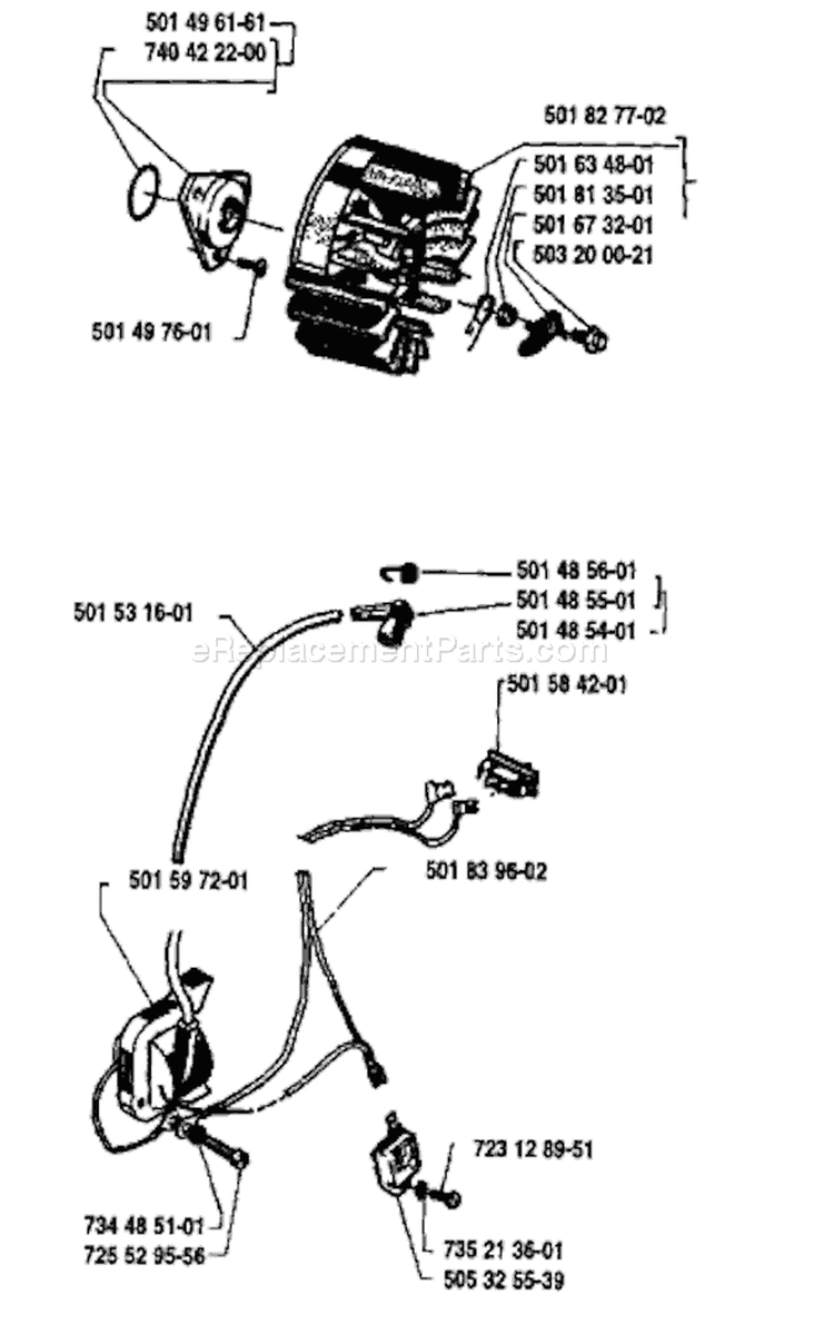 Page G Diagram and Parts List for 44 1985-11 Husqvarna Chainsaw