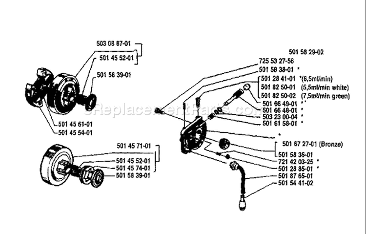 Page H Diagram and Parts List for 44 1985-11 Husqvarna Chainsaw