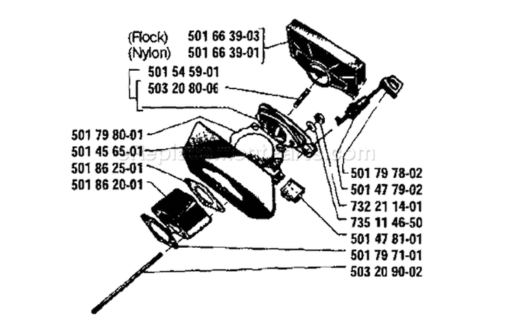 Page A Diagram and Parts List for 44 1986-05 Husqvarna Chainsaw