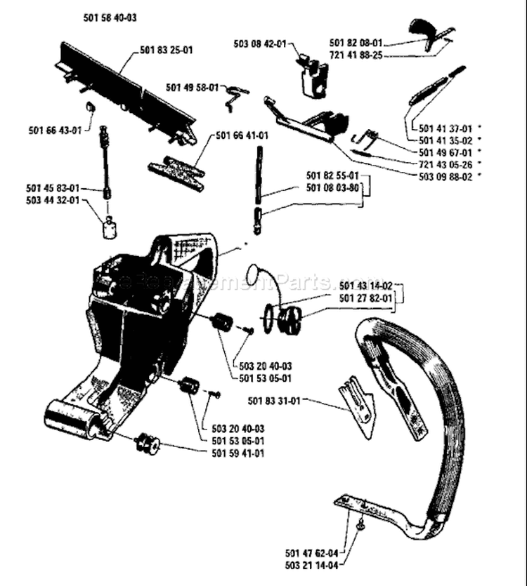 Page K Diagram and Parts List for 44 1986-05 Husqvarna Chainsaw