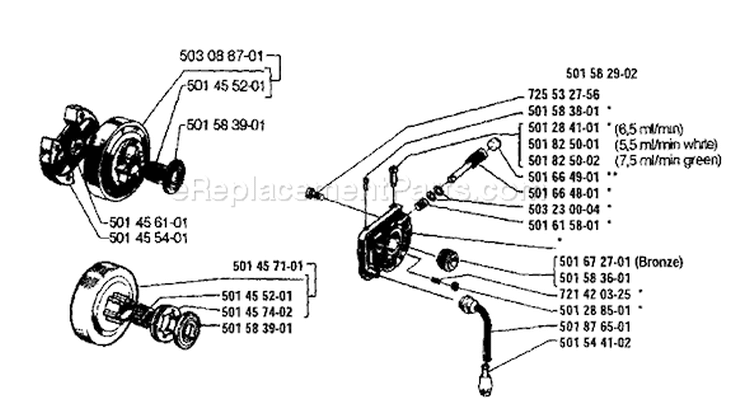 Page D Diagram and Parts List for 44 1986-05 Husqvarna Chainsaw