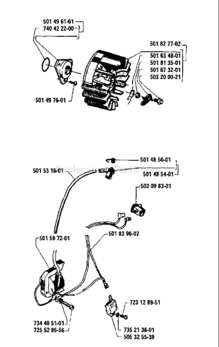 Page G Diagram and Parts List for 44 1986-05 Husqvarna Chainsaw