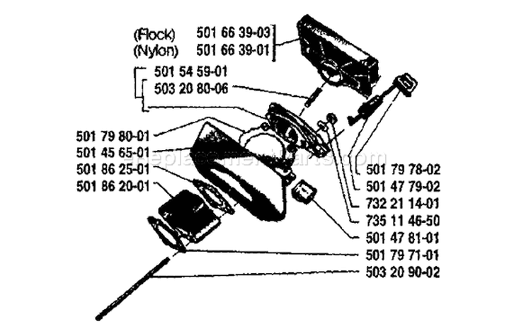 Page A Diagram and Parts List for 44 1987-01 Husqvarna Chainsaw