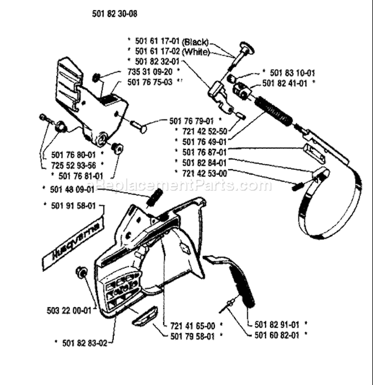 Page C Diagram and Parts List for 44 1987-01 Husqvarna Chainsaw