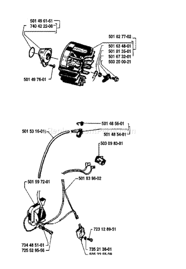 Page F Diagram and Parts List for 44 1987-01 Husqvarna Chainsaw