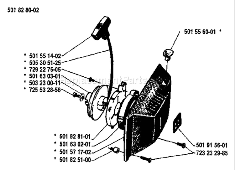 Page K Diagram and Parts List for 44 1988-08 Husqvarna Chainsaw