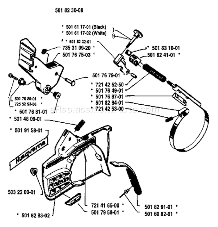 Page C Diagram and Parts List for 44 1988-08 Husqvarna Chainsaw