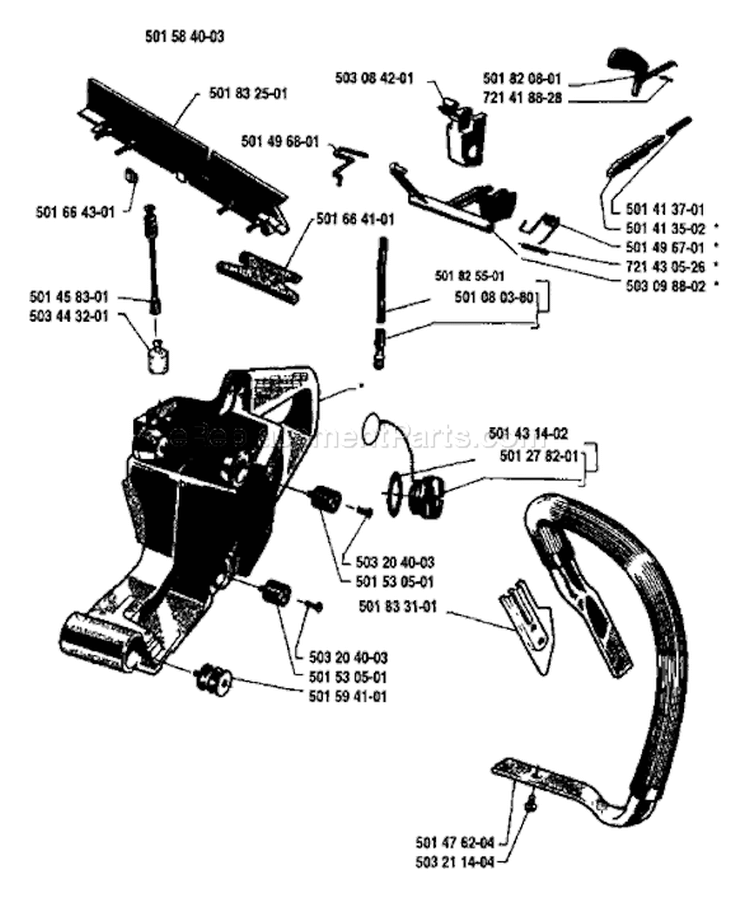 Page F Diagram and Parts List for 44 1988-08 Husqvarna Chainsaw