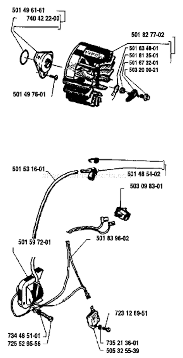 Page G Diagram and Parts List for 44 1988-08 Husqvarna Chainsaw