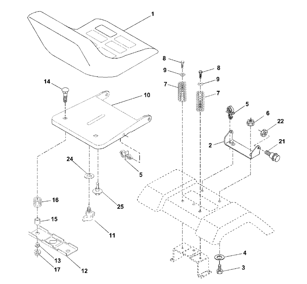 Seat Assembly Diagram and Parts List for YTH1746 (954567055-B)(2001-01) Husqvarna Lawn Tractor