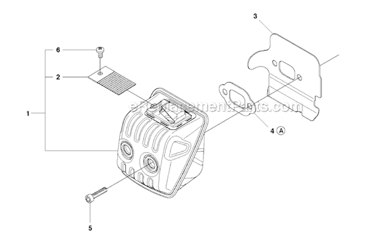 Muffler Diagram and Parts List for 450 2010-09 Husqvarna Chainsaw