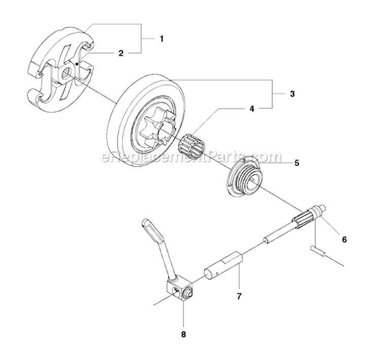 Clutch  Oil Pump Diagram and Parts List for 450 2010-09 Husqvarna Chainsaw