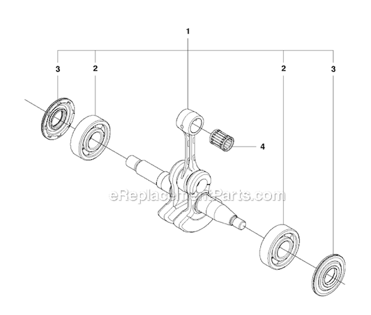 Crankshaft Diagram and Parts List for 450 2010-09 Husqvarna Chainsaw