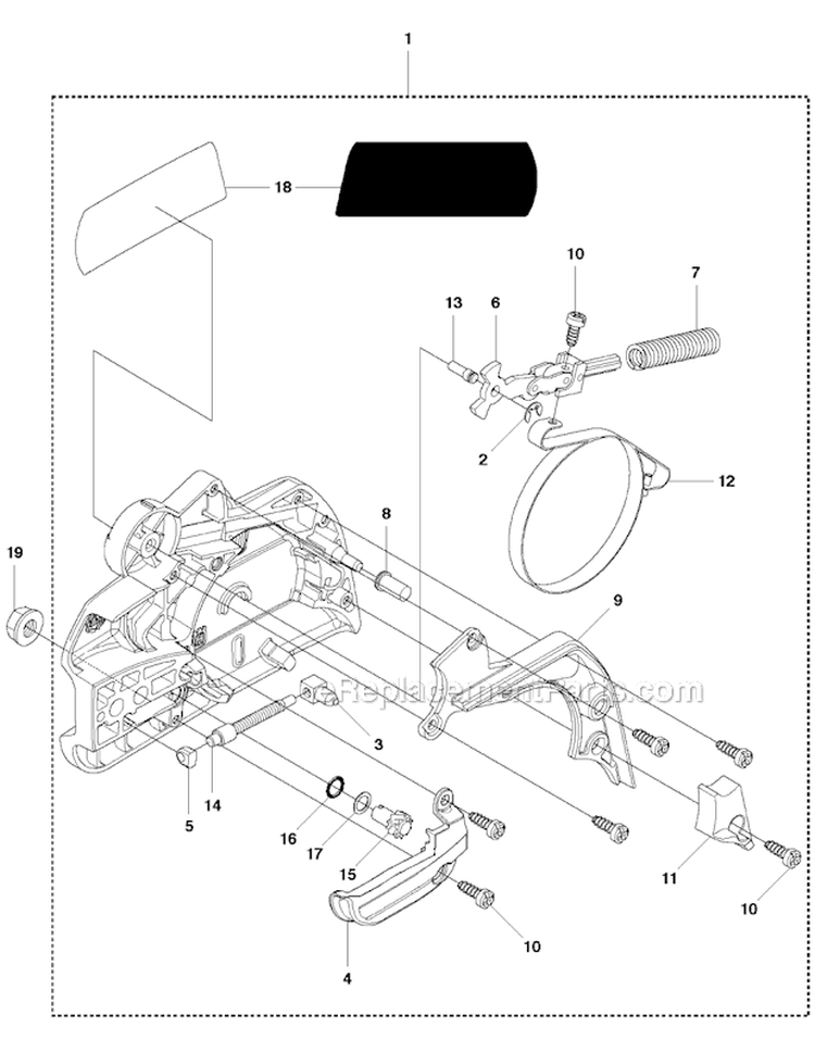 Chain Brake  Clutch Cover Diagram and Parts List for 450 2011-07 Husqvarna Chainsaw