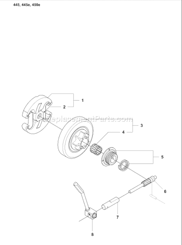 Page E Diagram and Parts List for 445 2007-03 Husqvarna Chainsaw