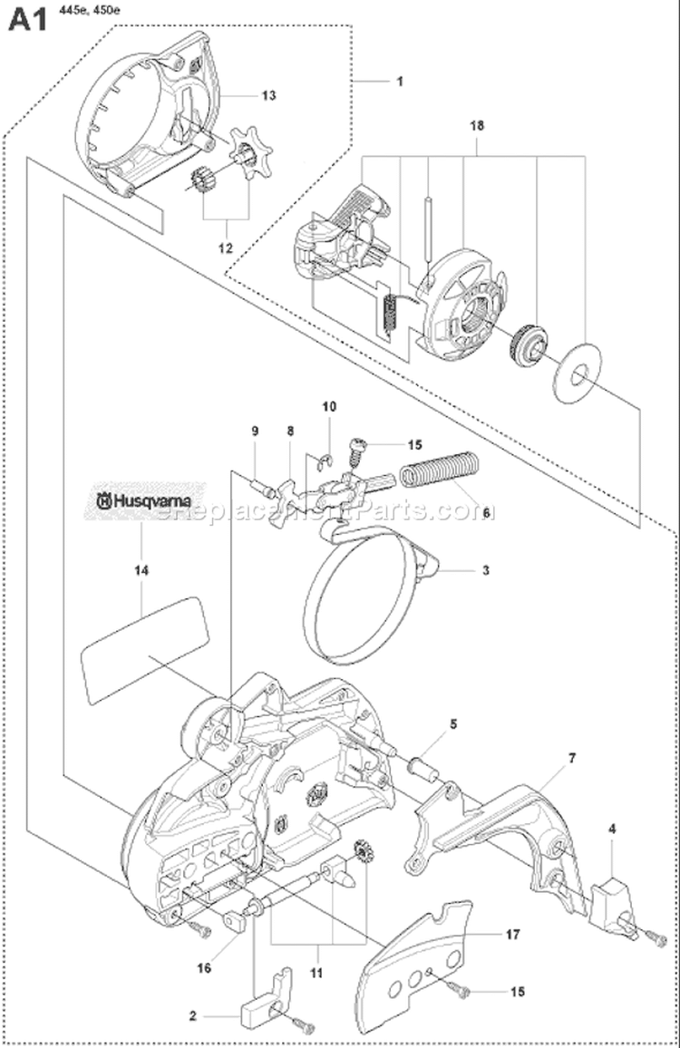 Page L Diagram and Parts List for 445E 445 E 2007-09 Husqvarna Chainsaw