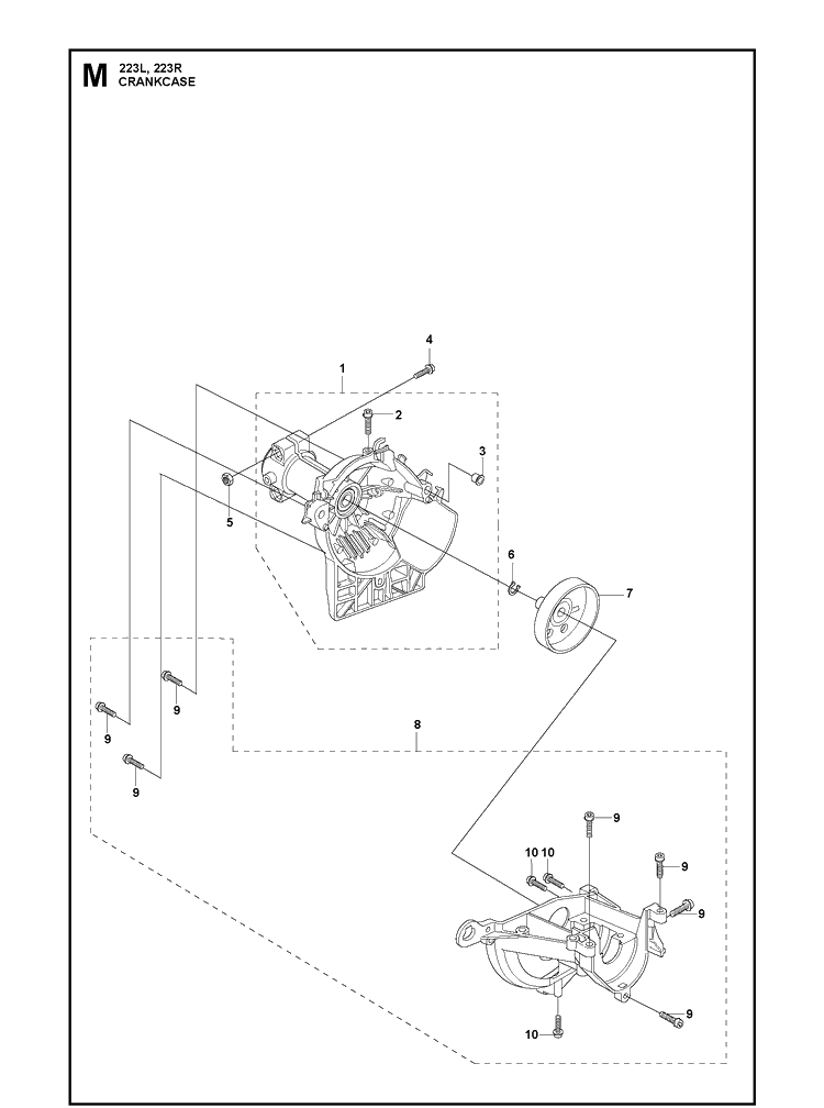 Crankcase Diagram and Parts List for 223R 2011 Husqvarna Brush Cutter