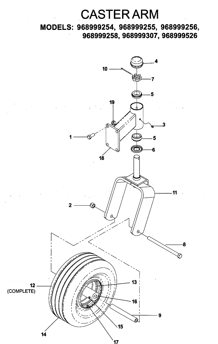 Casters Diagram and Parts List for IZ5223 (968999526)(2006-08) Husqvarna Lawn Mower