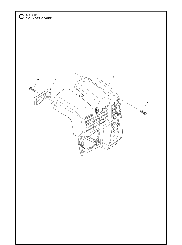 Cylinder Cover Diagram and Parts List for 578BTF 20143600001-20183500000 Husqvarna Leaf Blower / Vacuum