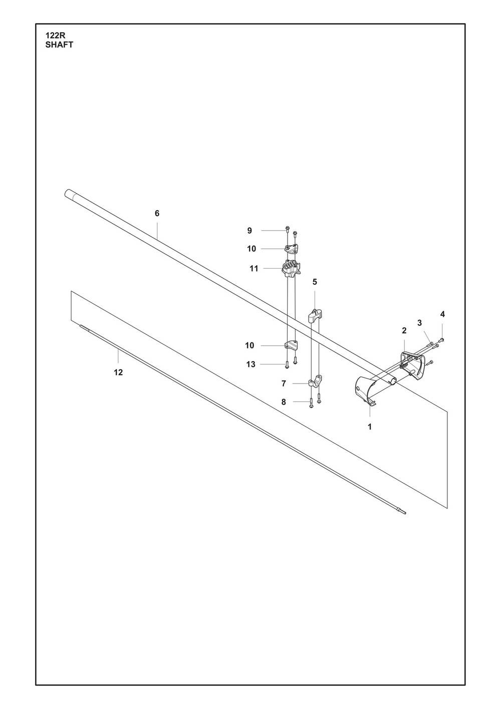 Shaft Diagram and Parts List for 122R  Husqvarna Brush Cutter