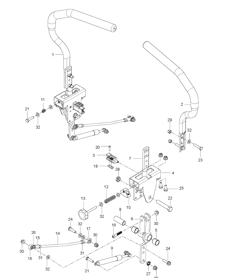 Steering Diagram and Parts List for MZ54 (96769610200)(2018-04) Husqvarna Lawn Mower
