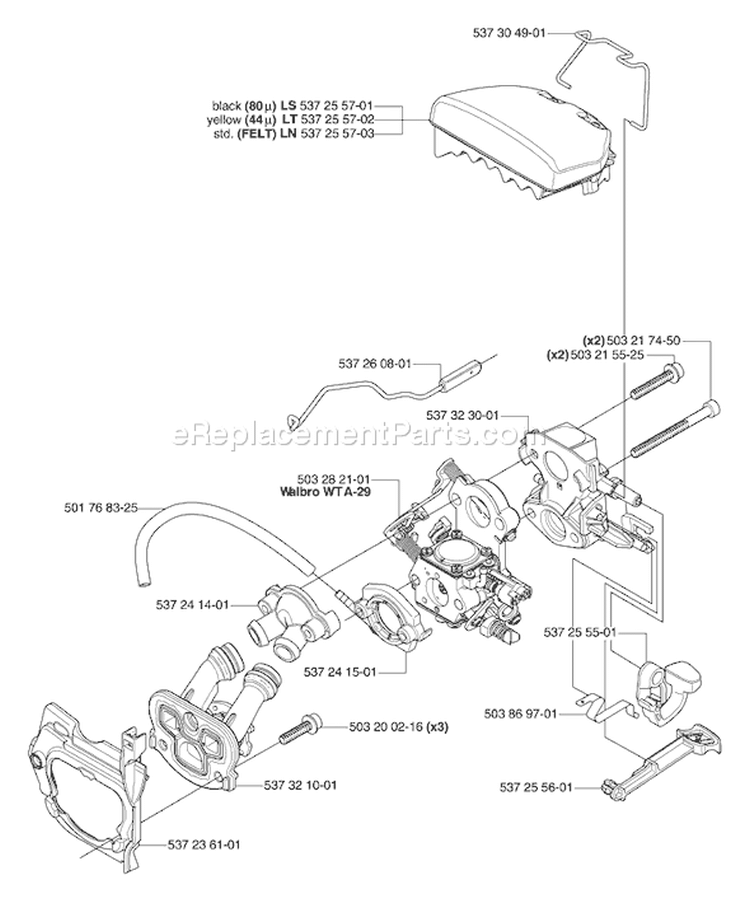 Page A Diagram and Parts List for 455 2004-10 Husqvarna Chainsaw