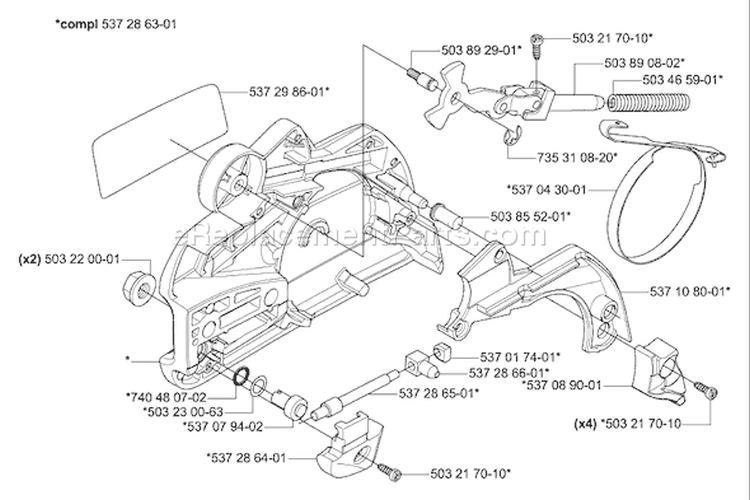 Page C Diagram and Parts List for 455 2004-10 Husqvarna Chainsaw